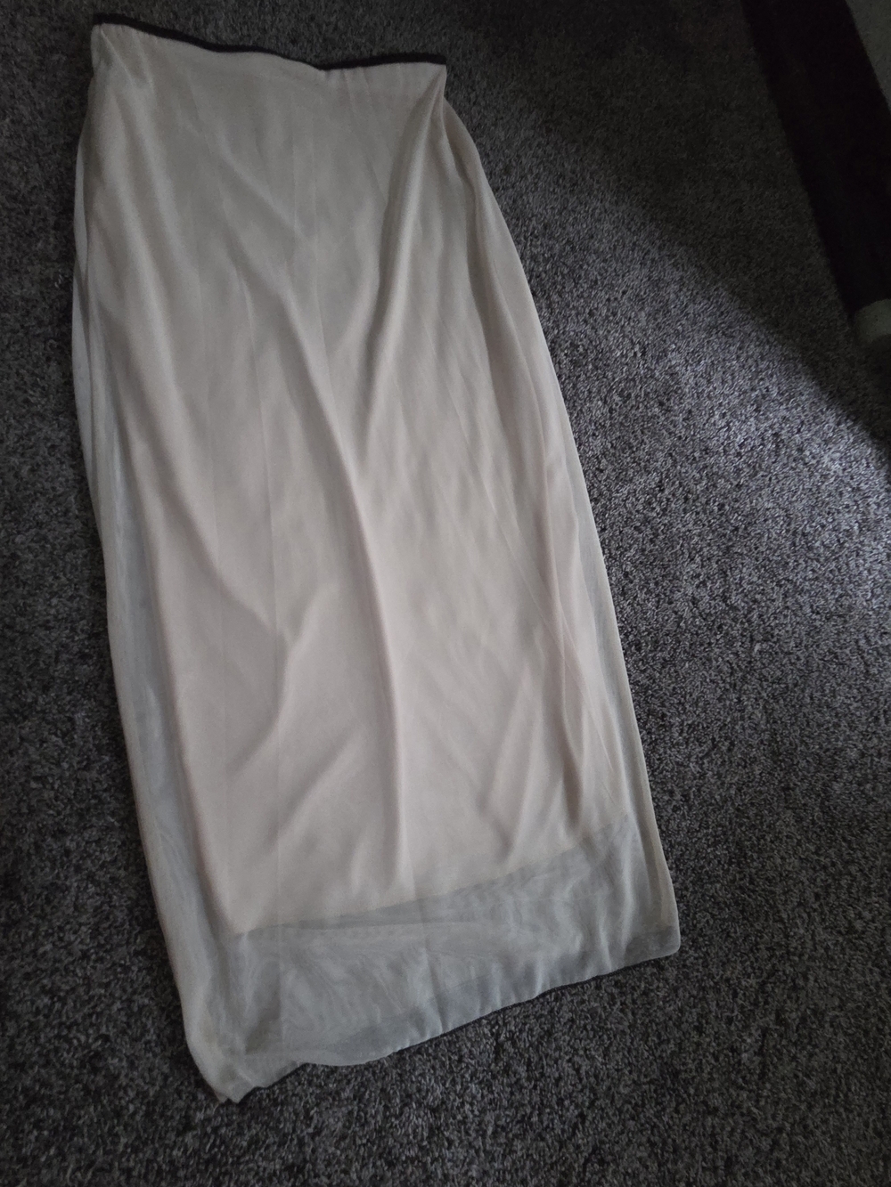 Fashion Nova Cream Black Trim Sheer Hem Midi Skirt Small